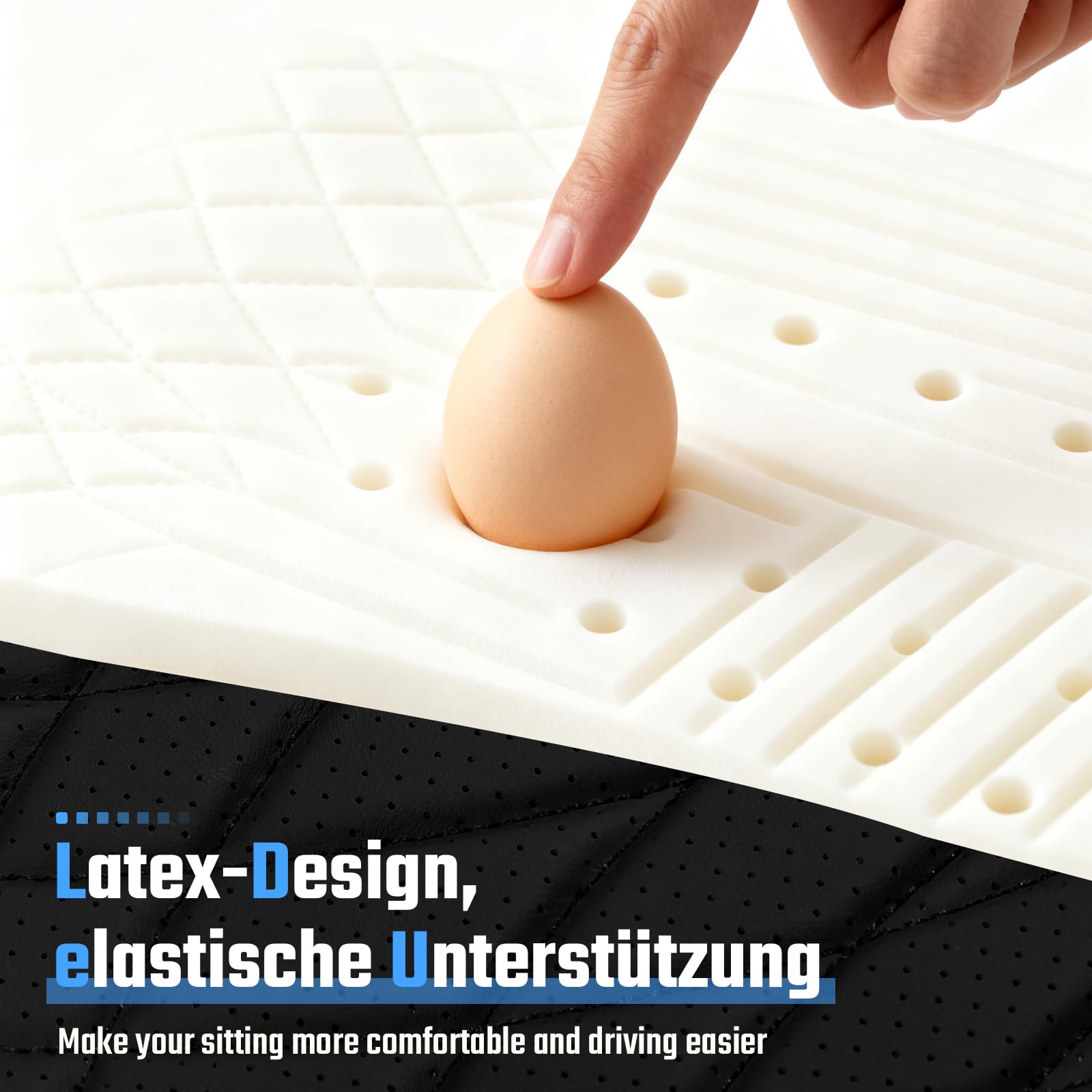 GEARMONSTER Universal Rücksitzauflage Auto, Sitzkissen für Rückbank, Weich & Atmungsaktiv, rutschfest, Nappa-Optik Kunstleder Autositzauflage, Schwarz