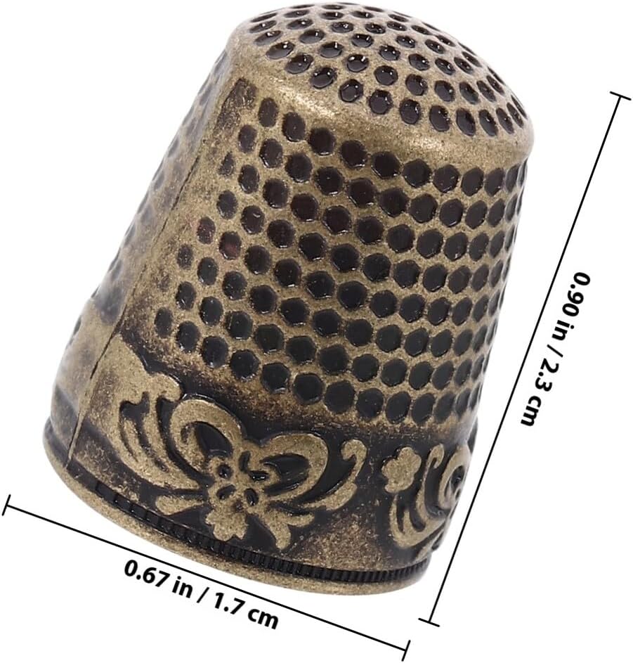GLSTOY 10pcs Embossed Metal Finger Protector Thimbles Sewing Tool Set Bronze Iron Thimble Guards for Quilting DIY Sewing Crafts
