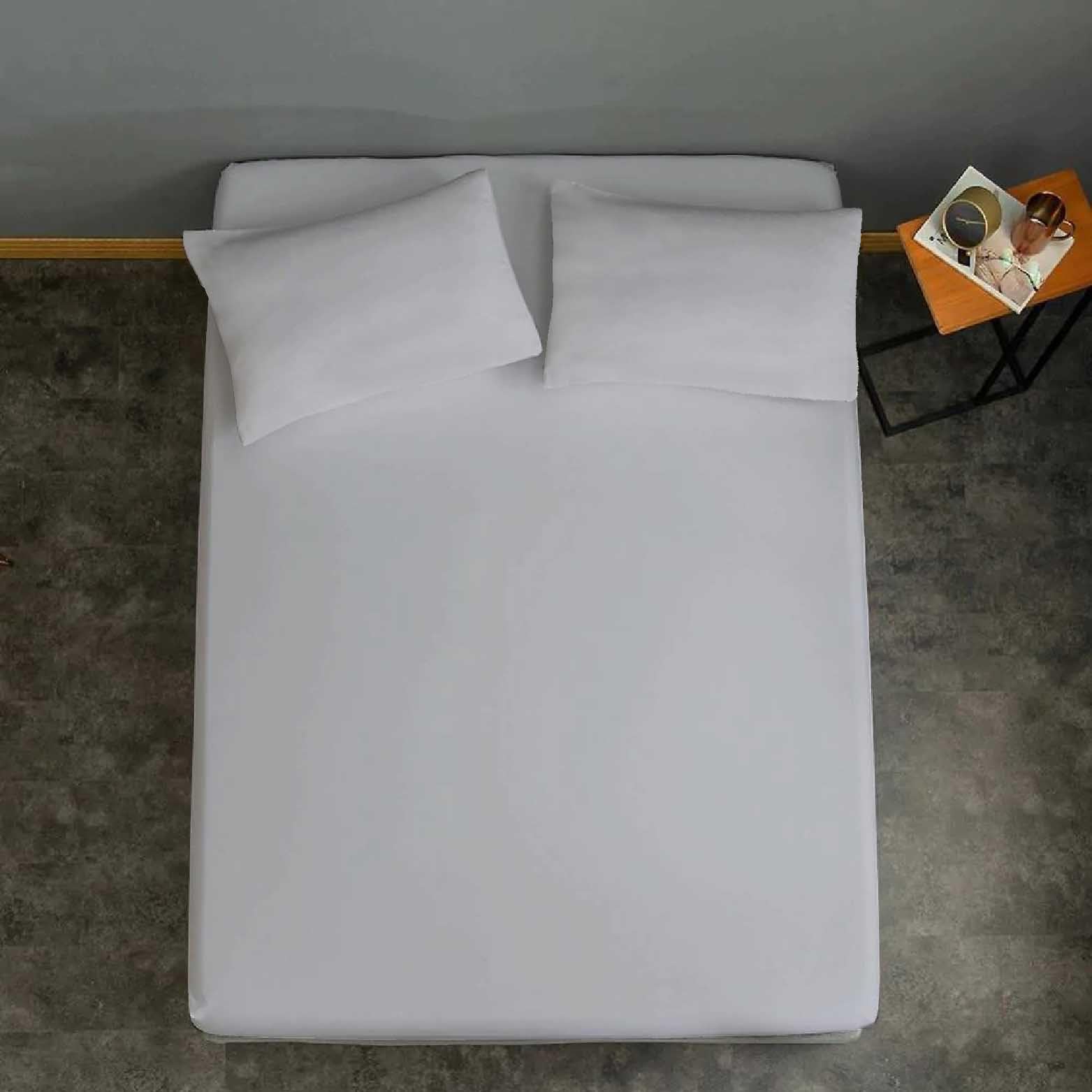 The London Linens Co. Deep Fitted Sheet with Pillowcases| Sustainable Ultra Soft Cotton 180 Thread Counts | Plain Deep Fitted Sheet With Matched Pillowcases | Fade Resistant (Grey, King+2Pillowcases) — image 1