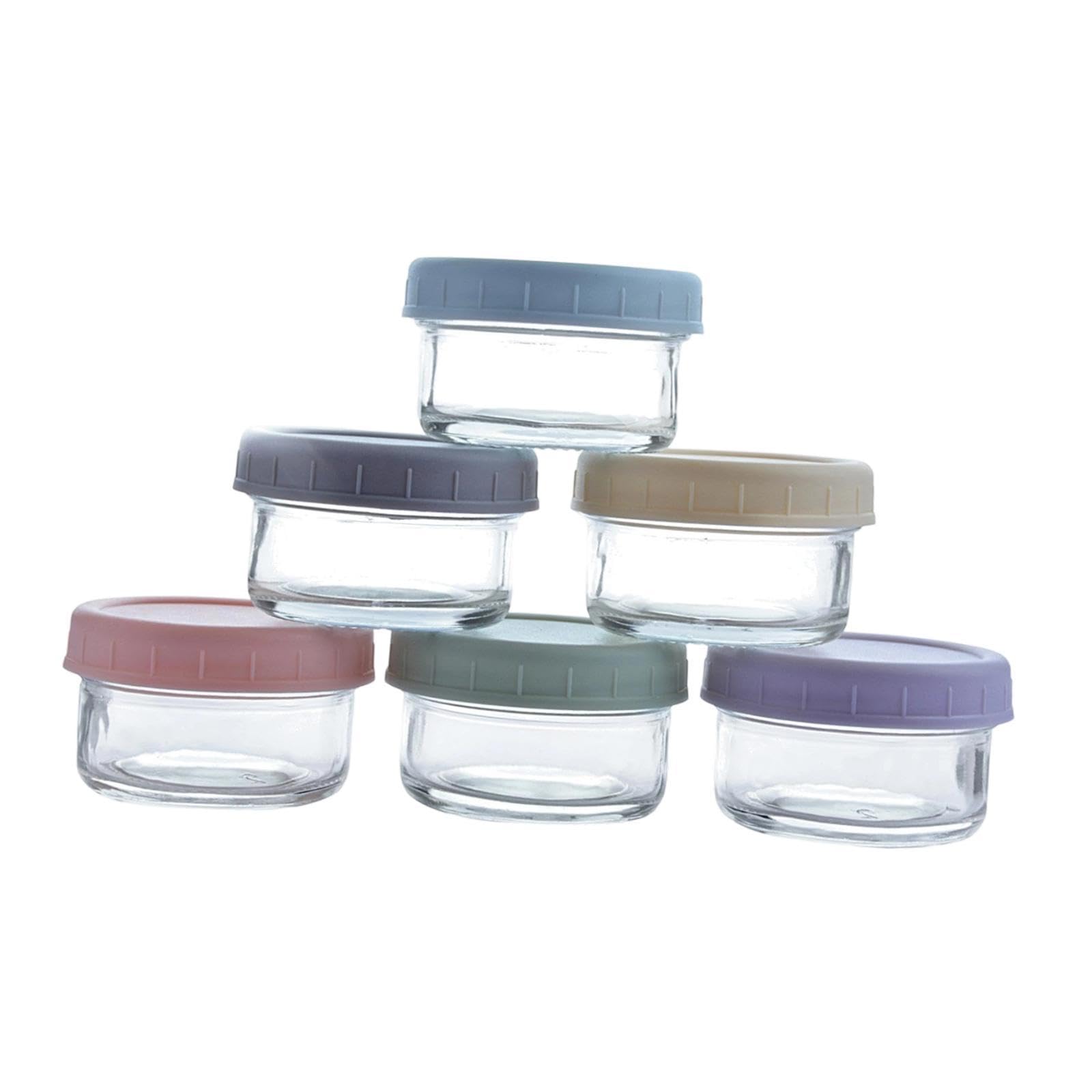 Lot de 6 Bocaux Ronds En Verre Transparent, Rechargeables, Peu Encombrants, avec Couvercles