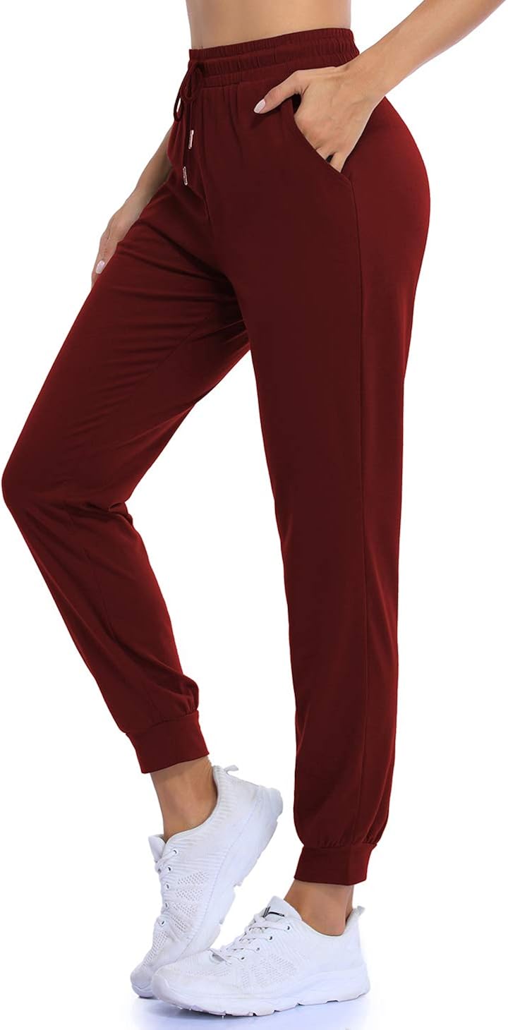 QEESMEI Women's Stretch Drawstring Jogger Pant Pocket Sweatpants Junior Basic Jogger