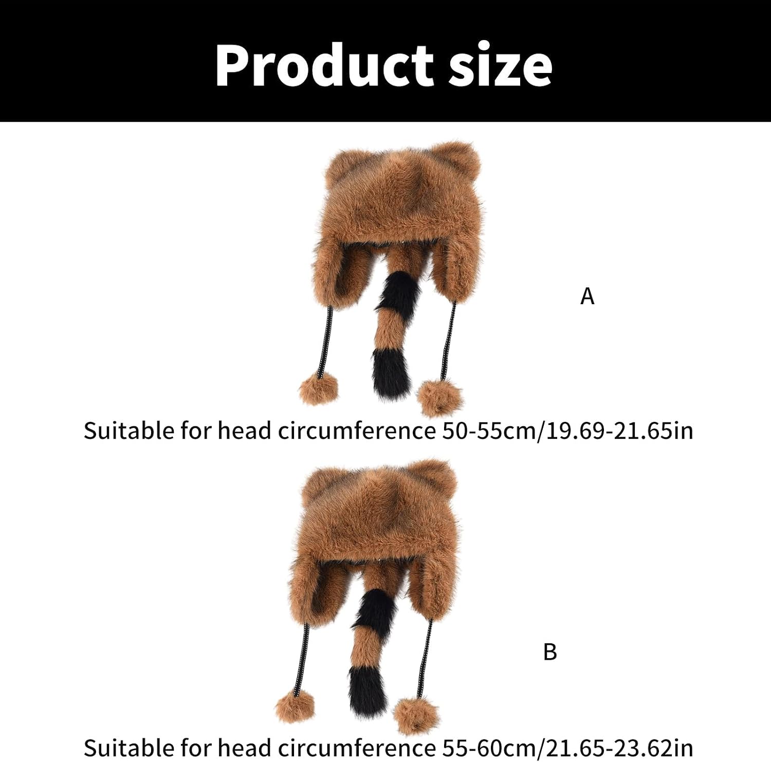 Balaclava, Plush Tail Hat for Kids Adult Warm Earflap Fashion Activity Skiing Hats Winter Windproof Trapper Hats