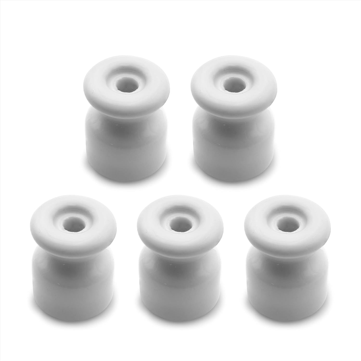 Amarcords - Cable barrel with screws and dowels. 5 insulators vintage in white porcelain for installation of wall braid cables.