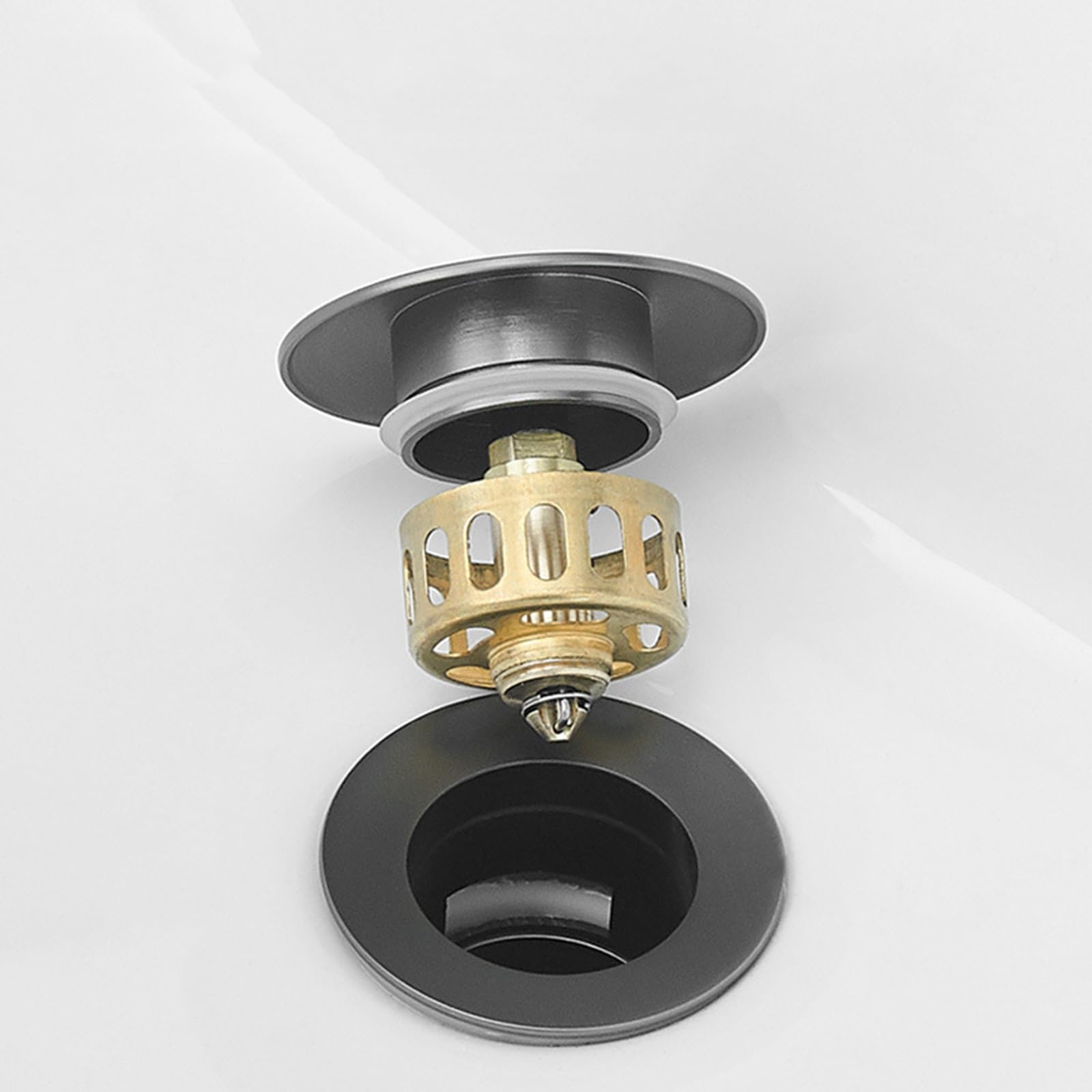 Bonde Clic Clac Sans Trop Plein, Bonde De Lavabo Bonde Clic Clac, Bonde De Lavabo Pop-Up, Bonde De Lavabo A Visser, Tout Cuivre,gris Pistolet,Pas De Trou De Trop-plein
