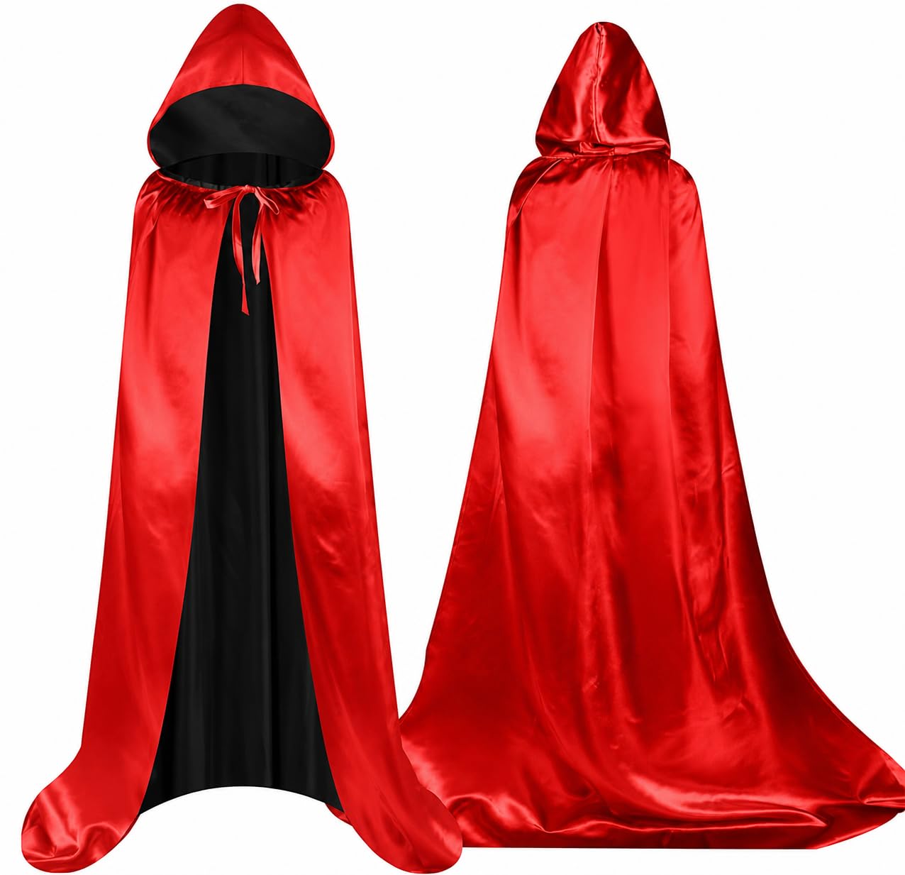 Costumed Mantello da vampiro con cappuccio – Per bambini e adulti, per Halloween, Carnevale e feste in maschera, double face