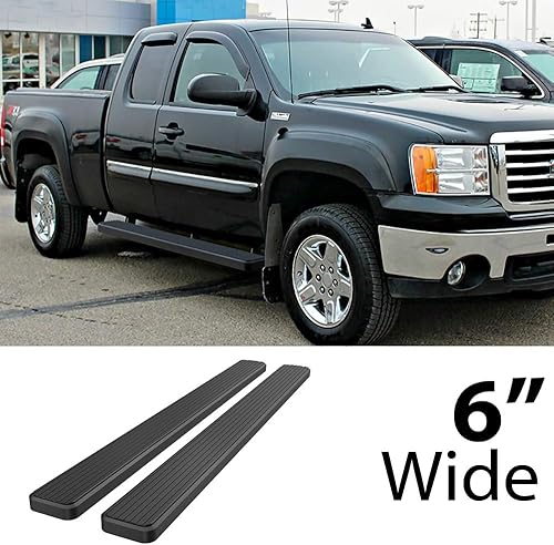 Miniatura 2 de HD Ridez Barra lateral de acero inoxidable de 6 pulgadas, color negro, compatible con Chevy Silverado GMC Sierra 1500 2500 1999-2013 doble cabina y