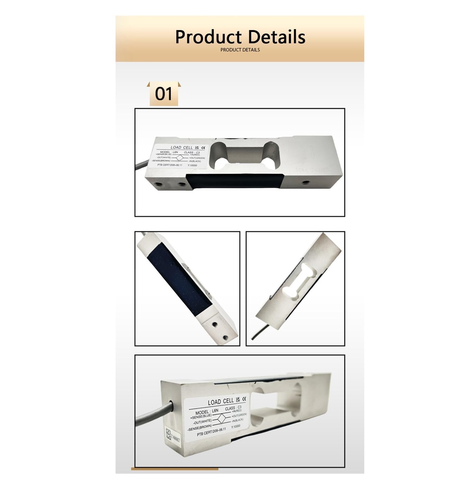 Célula de carga L6N de alta precisión, capacidad de 3 kg a 100 kg, sensor de pesaje impermeable C3 for científicos de laboratorio. para medir fuerza(5KG)