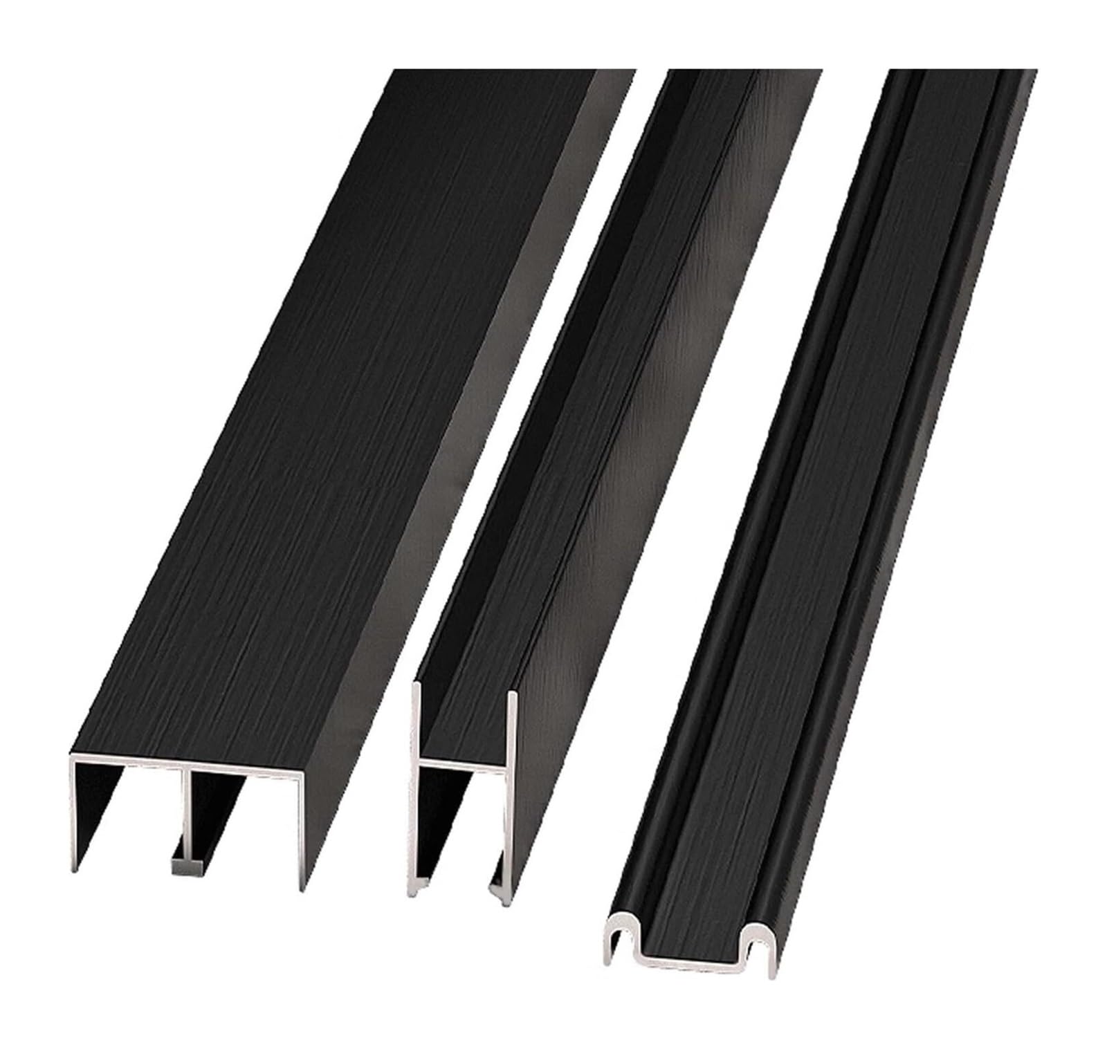 Pbwerigl Black Sliding Glass Window Track, Aluminum Alloy Sliding Door Track Set For 8Mm Glass Panels(,63In)
