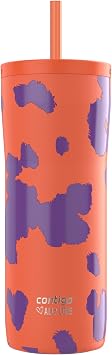 Contigo Streeterville 2.0 Stainless Steel Vacuum-Insulated Tumbler w/Straw, Autoclose Technology, Easy Clean Lid & Straw, Leak-proof Drinking, Keeps Drinks Cold for 20 hours, 24oz., Tangerine