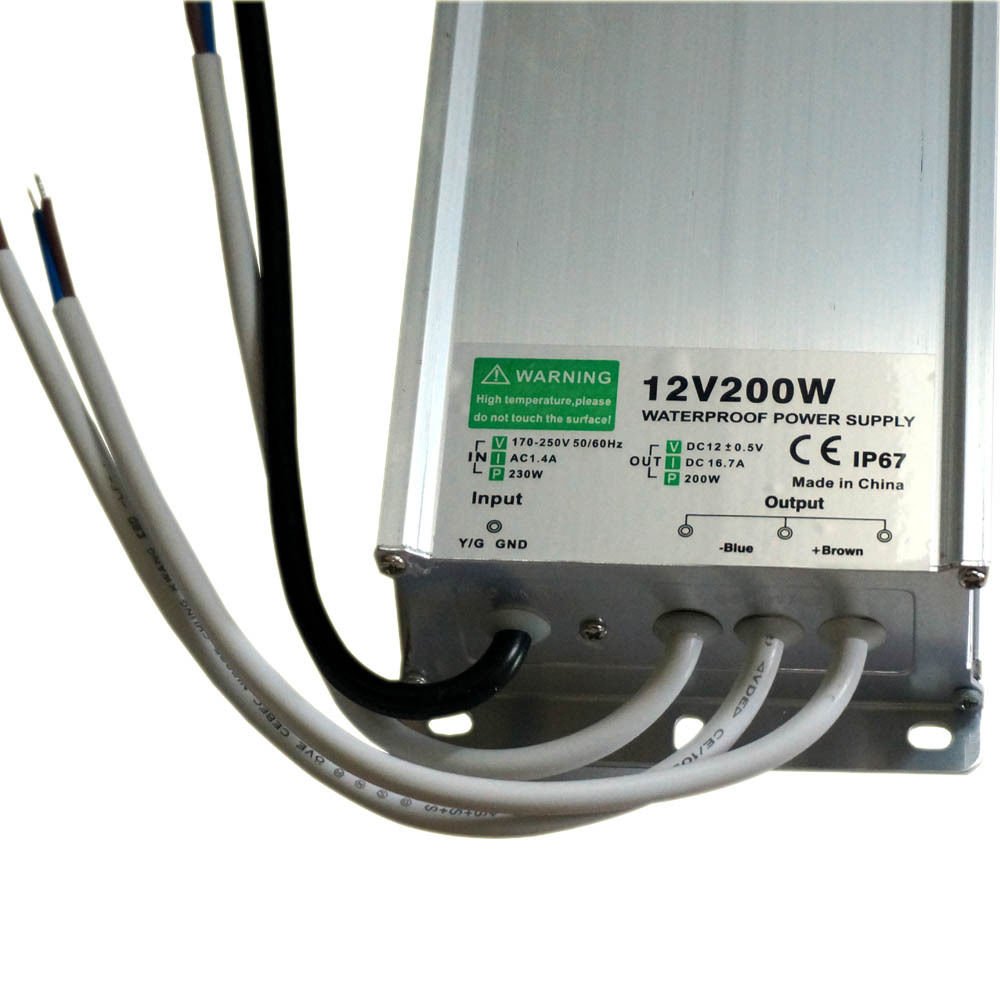 LEDSone 15–200 Watt DC12 V AC 90–265 V Eingang LED Netzteil Trafo wasserdicht IP67 Treiber in Aluminium Legierung Gehäuse geeignet für LED Streifen Beleuchtung