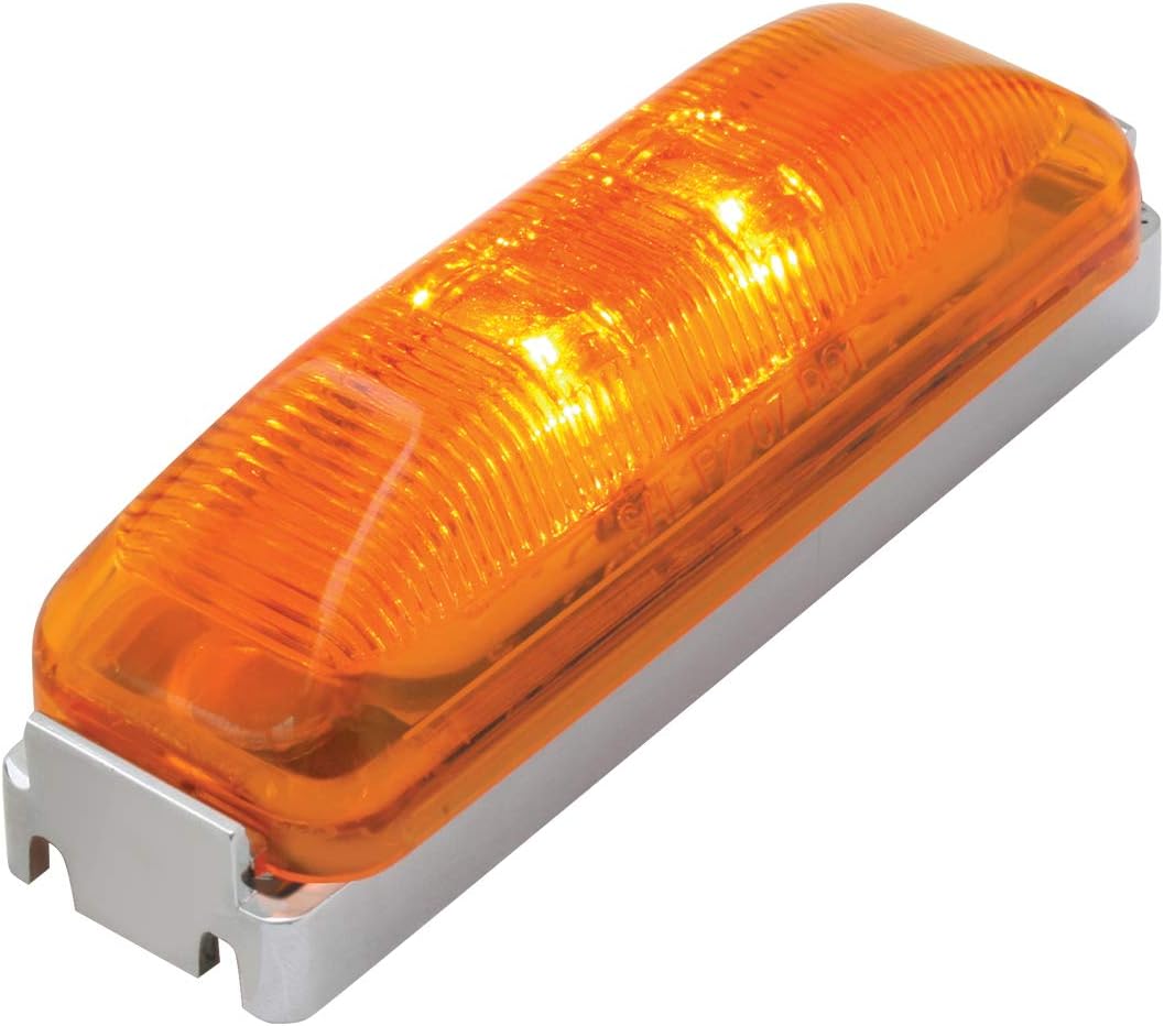 GG Grand General 76390 Amber/Amber Marker Light (Medium Rectangular 2-LED with Clear Bracket)