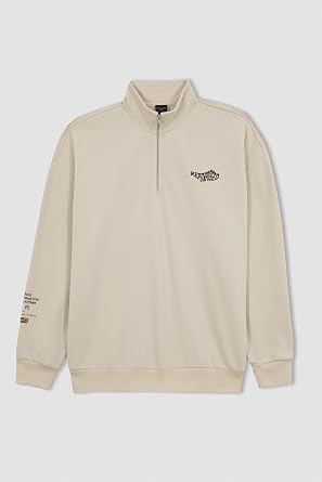 DeFacto Erkek Comfort Fit Dik Yaka Sweatshirt
