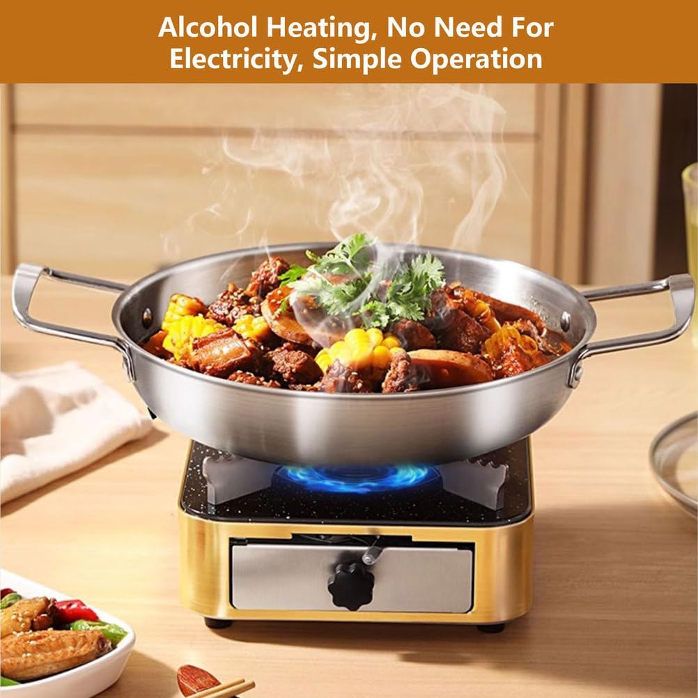 AIZYR Shabu Hot Pot with Stove Portable Camping Stove, Chafing Dish Buffet Warmers Sets for Parties Home Picnic Banquet,24cm