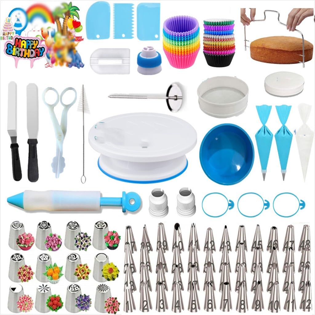 388-teiliges Kuchen-Backformen-Set für Kuchen, Drehtisch, Blumenmund, Cremebeutel, Backblech-Set