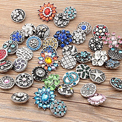 Ginooars 20Pcs Mixed Style Rhinestones Snaps Buttons 18Mm For Interchangeable Snaps Jewelry Making #TOP2