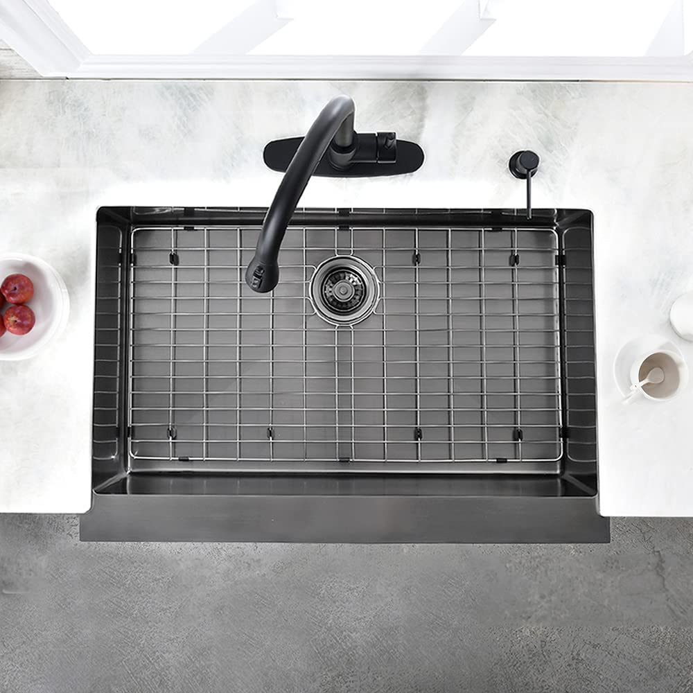 33 inch Black Farmhouse SinkHovheir Stainless Steel Kitchen Sink Deep