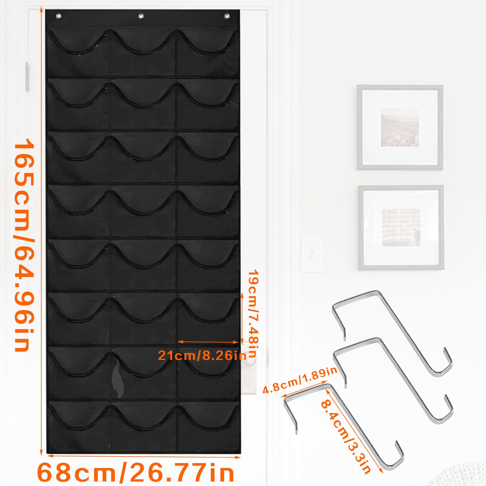 Porta Berretto,Porta Cappelli da Baseball,Portas Cappelli da Armadio con 24 Tasche,Contiene 24 Cappellis,Organizer Cappellis Sulla Portas (Nero)