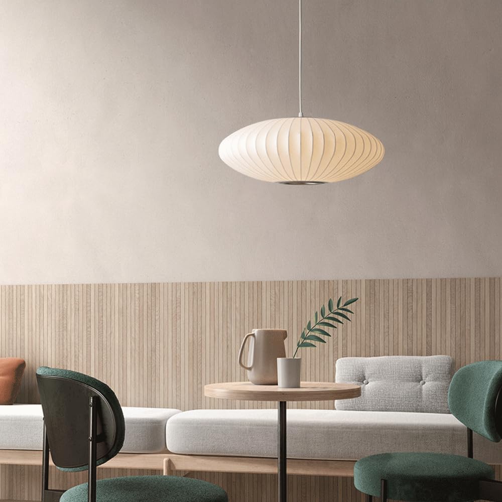 Araña de Estilo japonés Lámpara Colgante de Tela Blanca Lámpara de Techo con Forma de Linterna Moderna Lámpara Colgante de Cable Ajustable para Cocina Isla Cafetería Comedor Sala de exposició