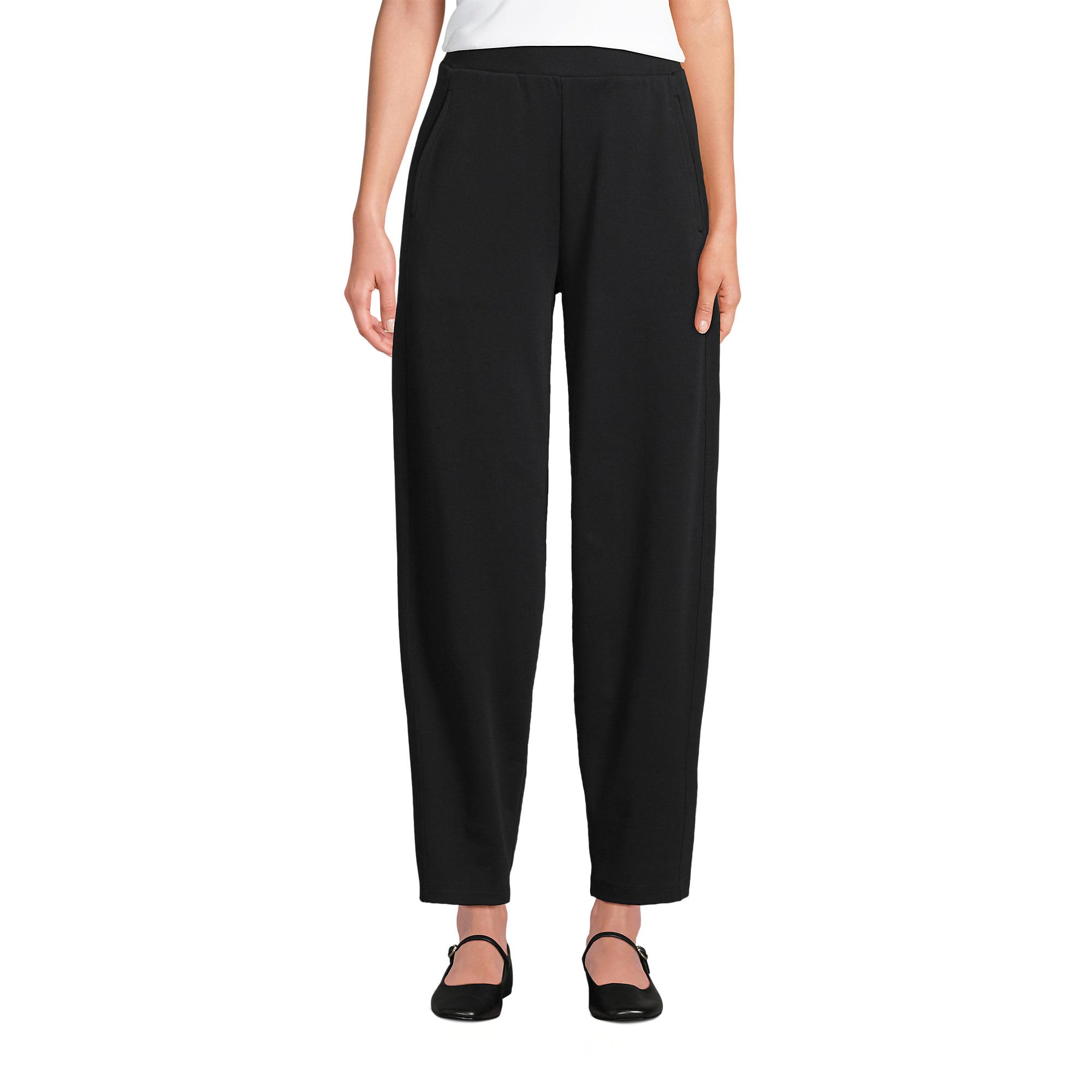 Lands End Womens Sport Knit High Rise Barrel Ankle Pants