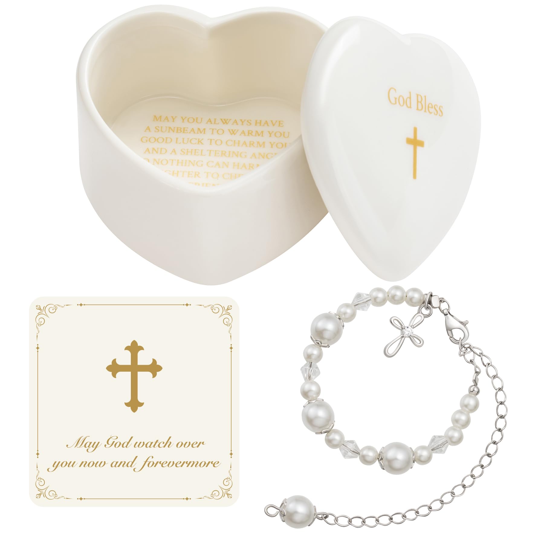 Baptism Gifts for Girl, S925 Cross Bracelet for Girls with Keepsake Box