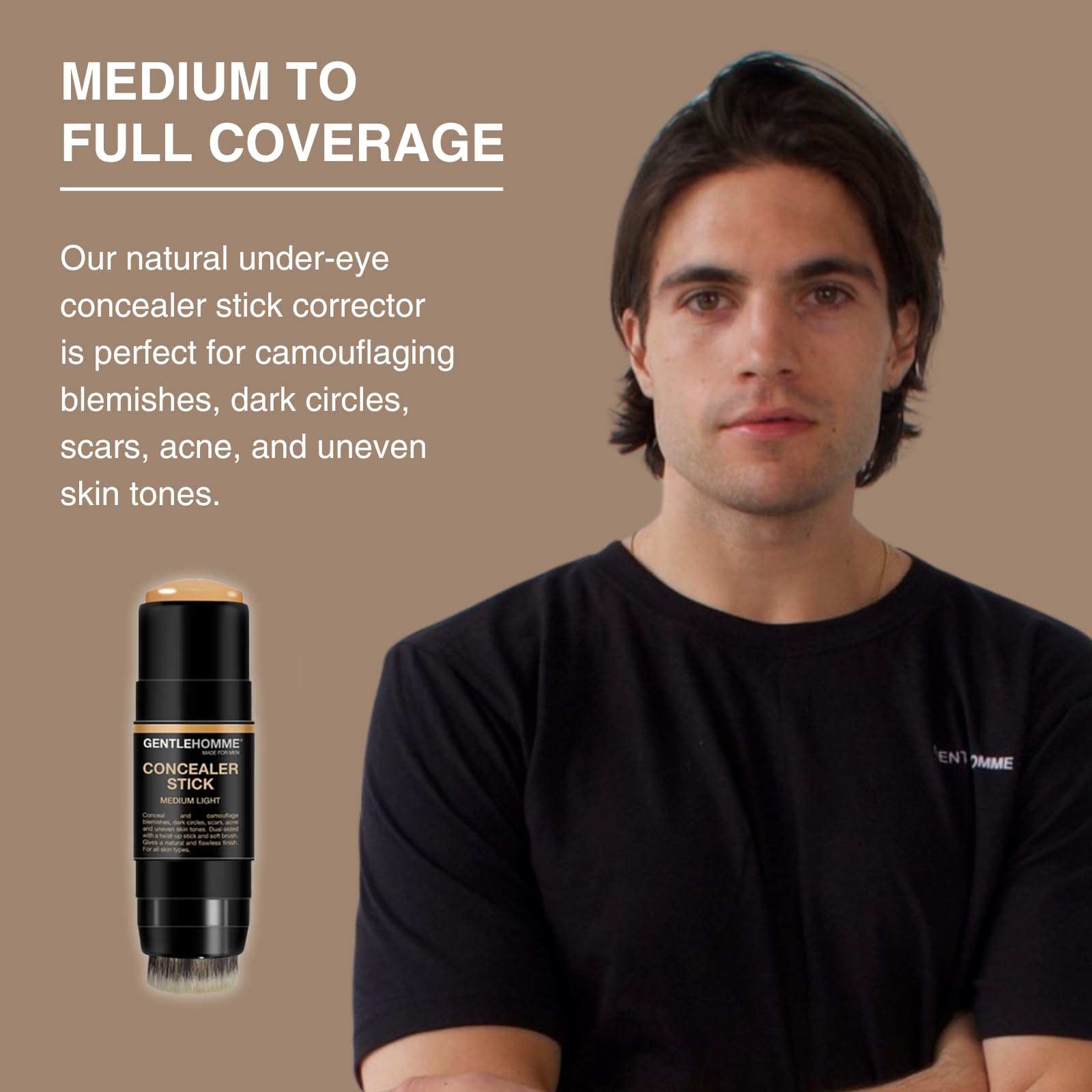 Gentlehomme Corrector en barra con cepillo para borrar ojeras, luz media
