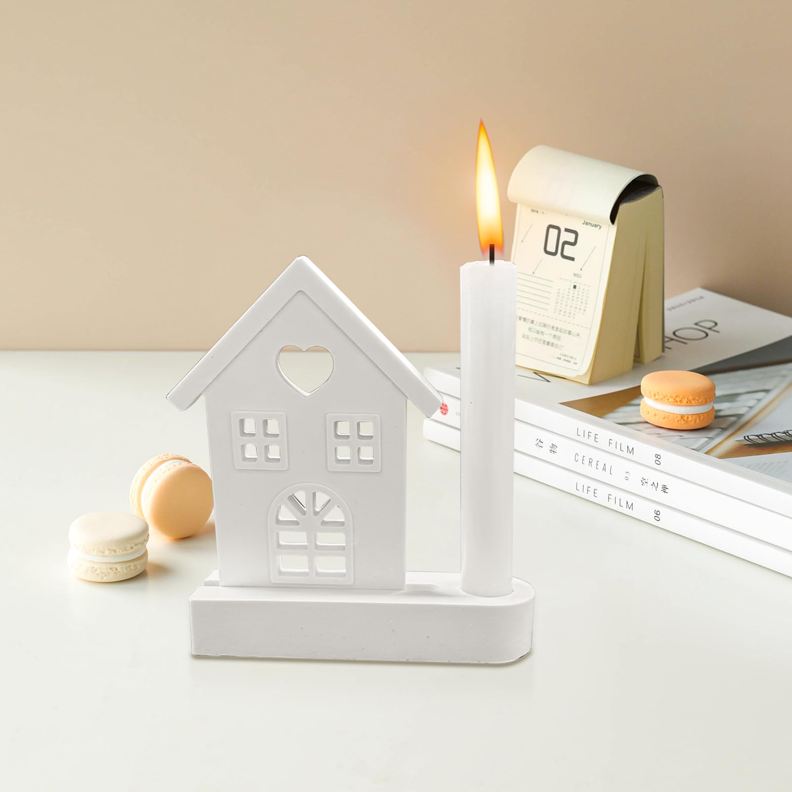 Stampo in silicone a forma di casa, stampo per la casa, stampo per inserire portacandele | Stampo in silicone per la casa fai da te, strumenti di stampaggio di gesso, stampi in
