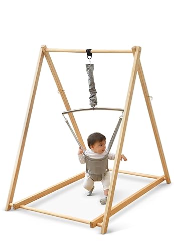 Miniatura 3 de Avenlur Tulip Baby Bouncer - Saltador plegable para bebé con soporte, gorila de pie para niños de 6 meses a 3 años - Asiento gorila para bebé (gris)