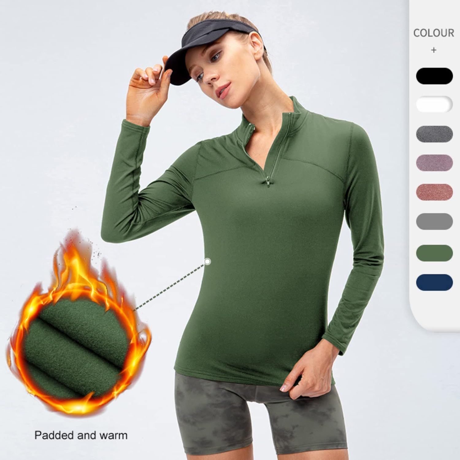 Women's Thermal Fleece Running Shirt Quarter Zip Pullover Jacket Long Sleeve Tops Equestrian Golf Shirt Winter Gear