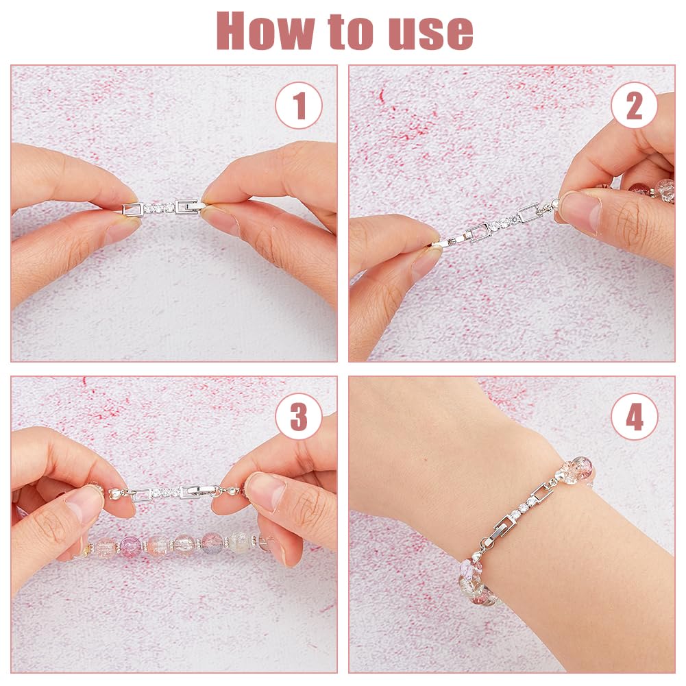 SUPERFINDINGS 4Pcs Silver Bracelet Extender Fold Over Clasp - Image 3