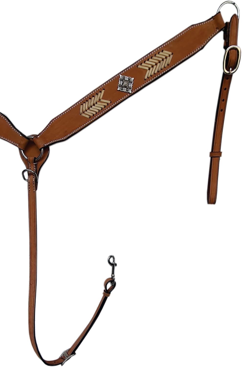 Breastcollar Roughout Leather Rawhide Beaded Horse Breast Collar Leather for Horses for Trail Riding Tack Set with Modern Accent - Full Size