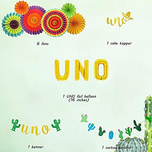 Miniatura 6 de Uno - Decoraciones para la primera fiesta, fiesta de primer cumpleaños, decoraciones con uno globo, decoración de pastel, pancarta, globos de cactus