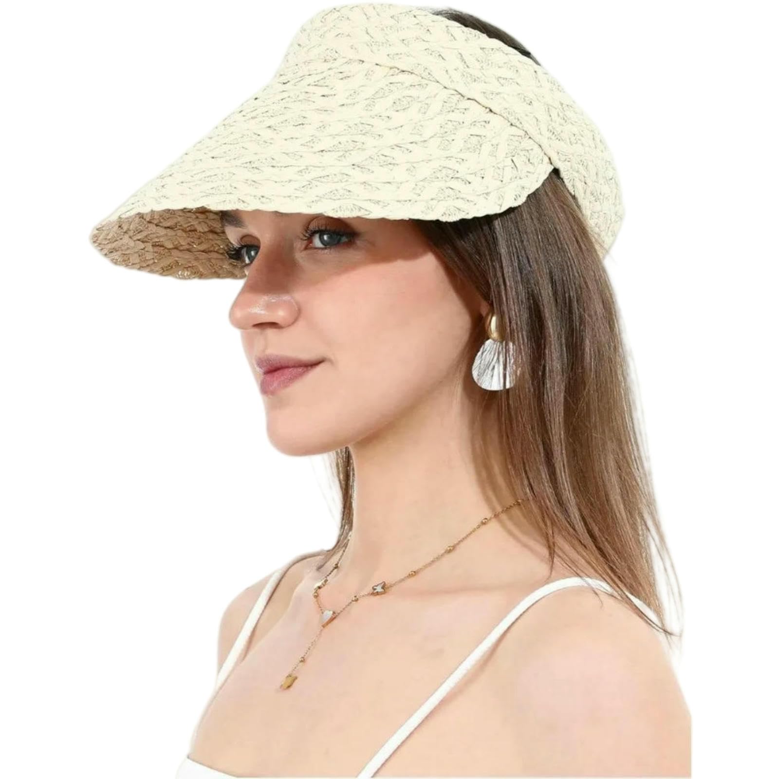 Chapeau de soleil visor paille femmes kaki 2 idéal plage