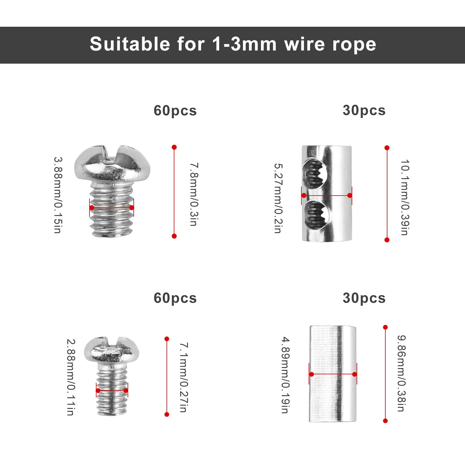 HANIUTTY Lot De 14 Serre-câbles étrie En Acier Inoxydable, Serre Cable Acier 6mm Serre Cable Inox 6mm Pour Câble Métallique De 6mm Diamètre M6