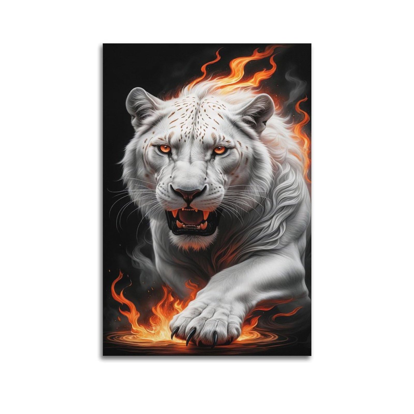 ZSZWHJ Animal Artwork Poster Tigers in Flames Poster Decorative Painting Canvas Wall Posters And Art Picture Print Modern Family Bedroom Decor Posters 12x18inch(30x45cm)