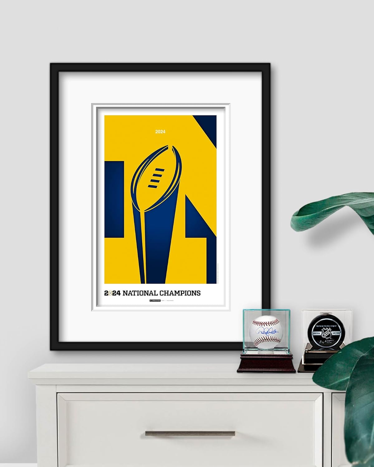Michigan Wolverines - Minimalist College Football Champions 2024 MLB Art Poster Print by S. Preston - Living Room Home Wall Decor, 11" x 17" Unframed Artwork