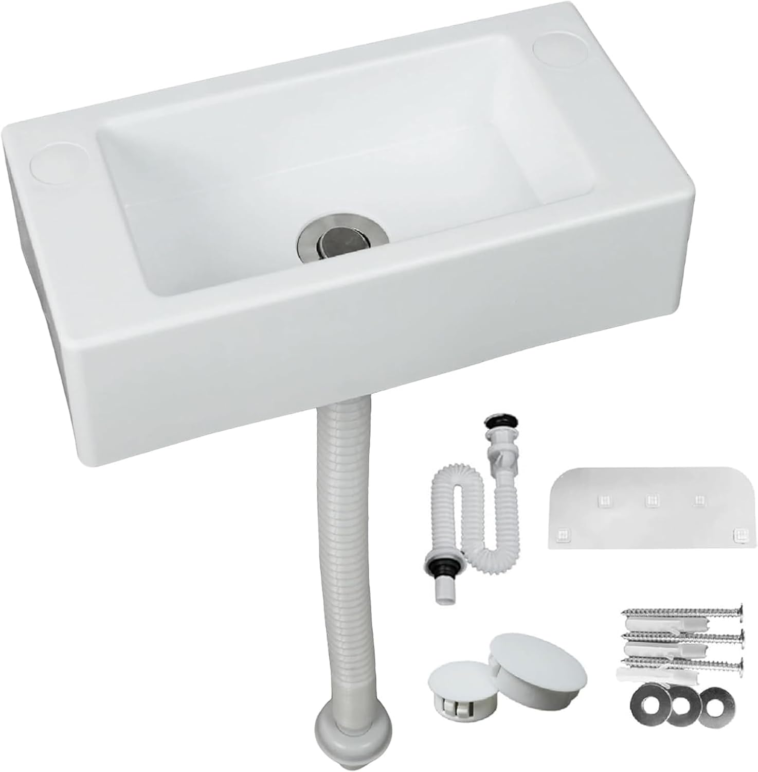 Wall Mounted Small Bathroom Sink, Plastic Floating Sink, White, 15.7x7.8in