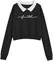 FUNKY MONKEY Cotton Girls and Womens Long Sleeve High Neck Dropshoulder Pullover Regular Fit Crop Tops and Hoodies. (for