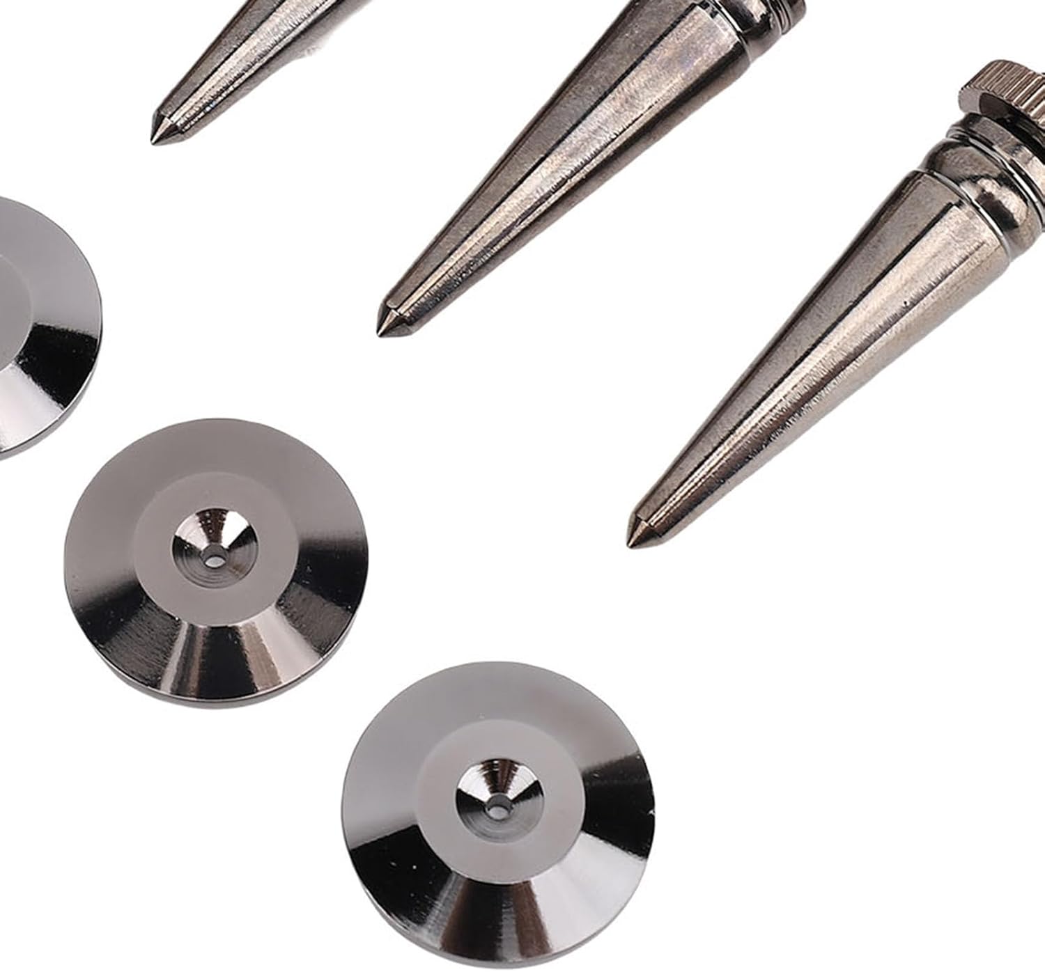 8pcs Copper Speaker Isolation Spikes with Base Pads - Adjustable Spikes for Speakers, Subwoofers, Amplifiers, Turntables, CDDVD Players, HiFi Audio Equipment