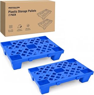 플라스틱 팔레트, 49.8 x 30 x 9.9cm(19.75 x 11.8 x 3.9인치) 경량 중첩 가능한 바닥 팔레트 보관 패드, 차고 지하실 슈퍼마켓 실내 실외용, 2팩