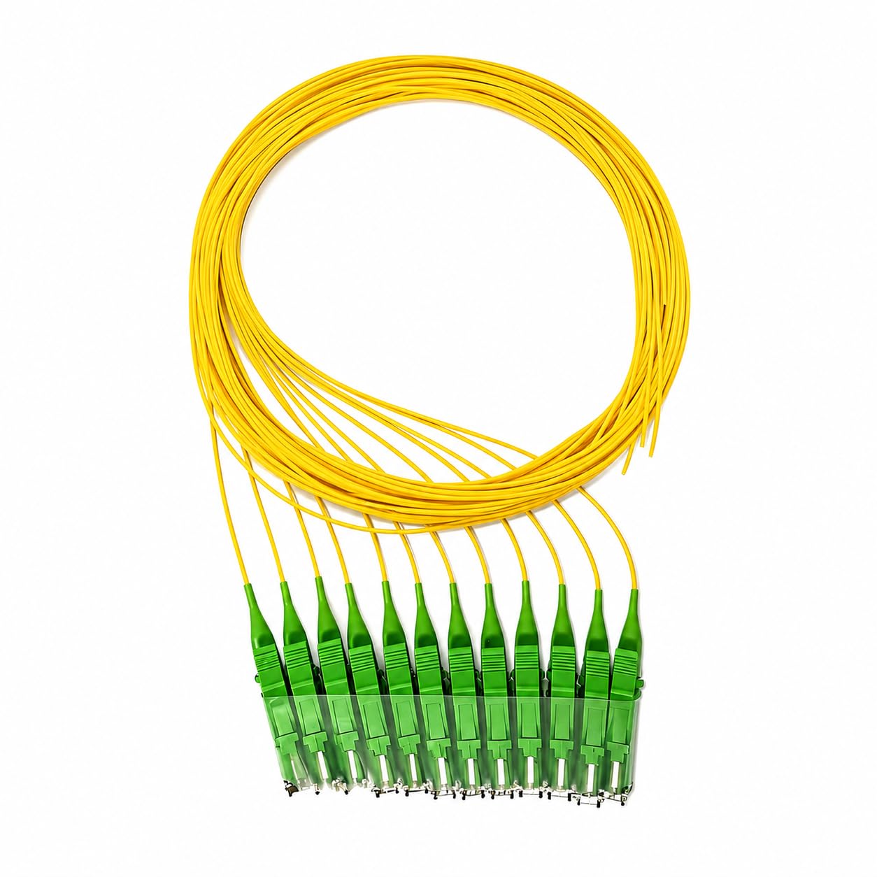 Elfcam® - Fiber Optic Pigtail 12 Fibers Singlemode Simplex E2000A 9/125um OS2, Yellow