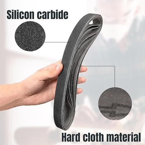 Miniatura 3 de POWERTEC 1 correa de lijado de carburo de silicio de 30 pulgadas de grano 320, para lijadora de disco de banda, lijadora de banda para afilar