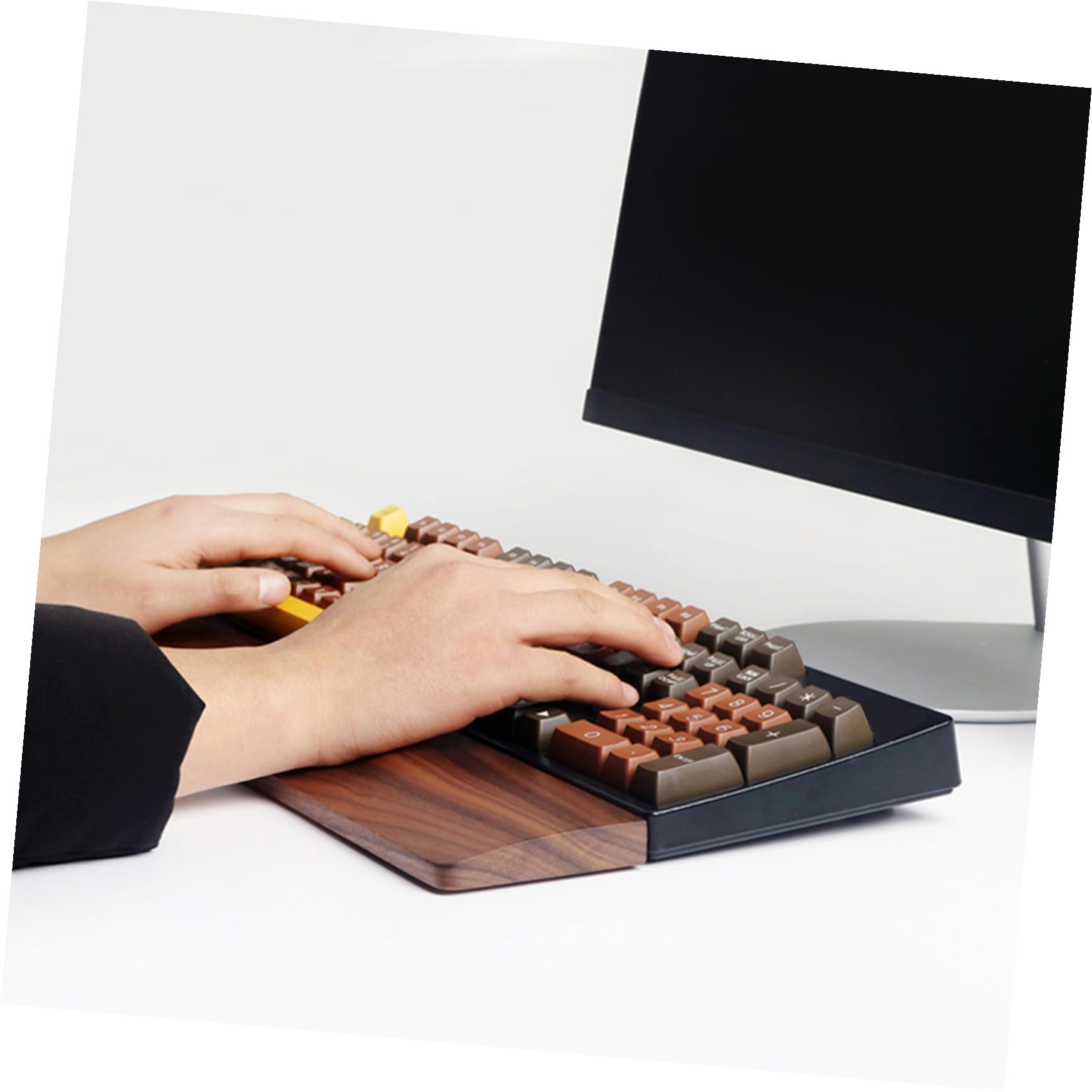 Ergonomische Handgelenkauflage zur Entlastung der Handgelenke aus Walnussholz 300x80mm mit Natürlichem Design und Handwerkskunst für Computer