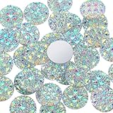 Thinp 30 Pcs Flat Back Crystal Rhinestones, 20mm Rhinestones Decorations for Jewelry Making Round Rhinestone Embellishments Carbochon Crystal Button for DIY Jewelry Crafts, Wedding Accessories