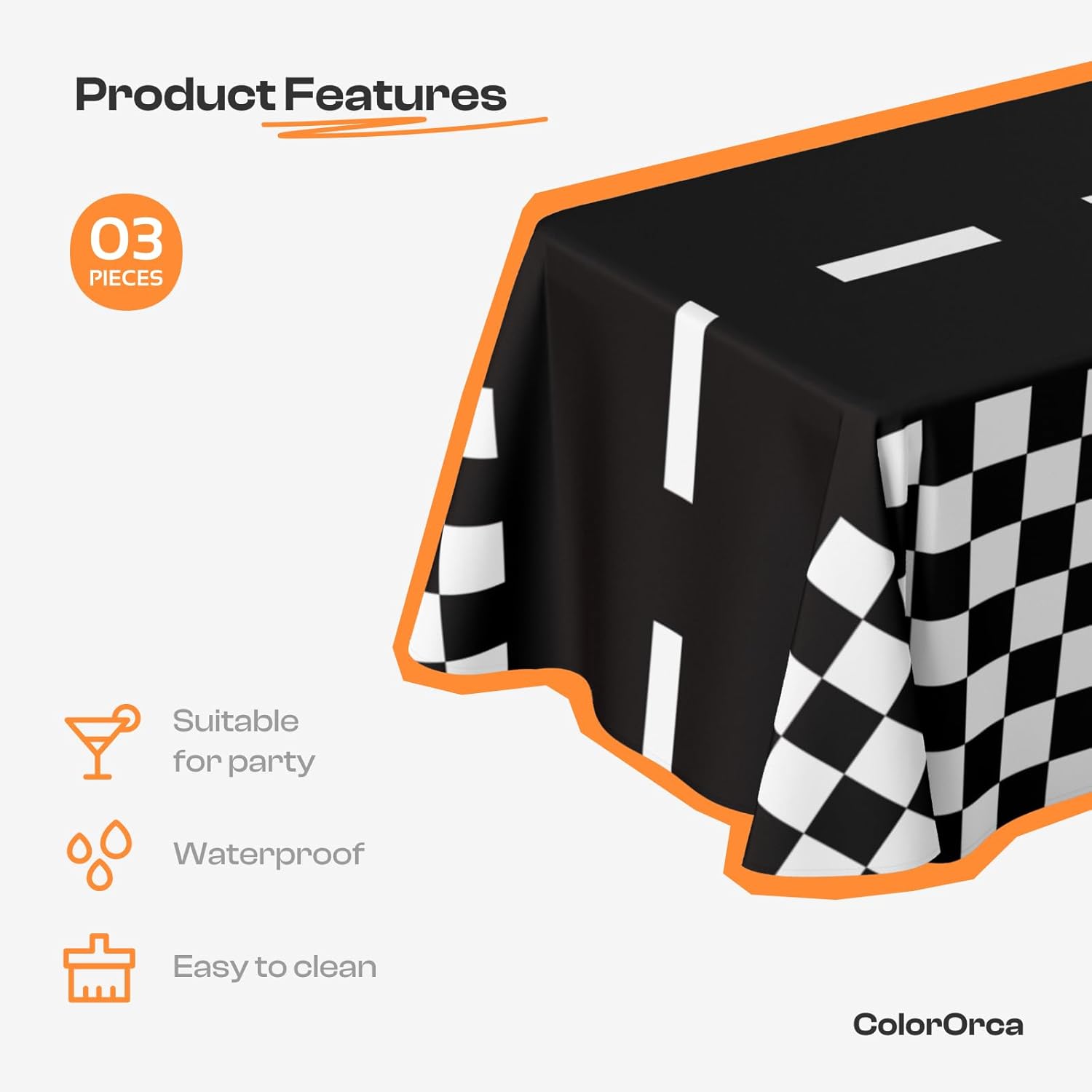 3Pcs Racecar Tablecloths - Race Car Themed Birthday Party Decorations, 87 x 51 inch Table Cover Suitable for Rectangular Tables