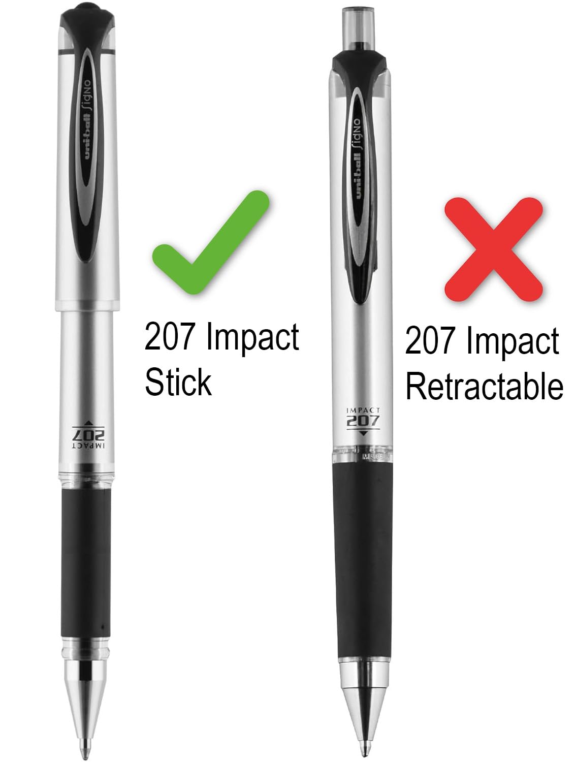 Uniball 207 Ersatzminen für Schlagstifte, 1,0 mm dicke Spitze, schwarze Tinte, 6 Ersatzminen