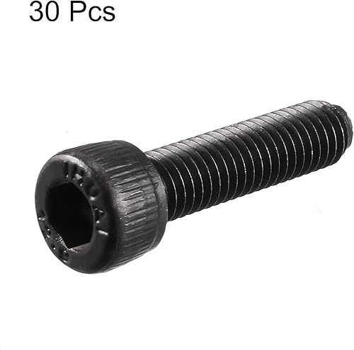 Miniatura 3 de uxcell Tornillos de cabeza hexagonal de acero de aleación M5 x 0.787 in 12.9 Tornillos negros 30 unids