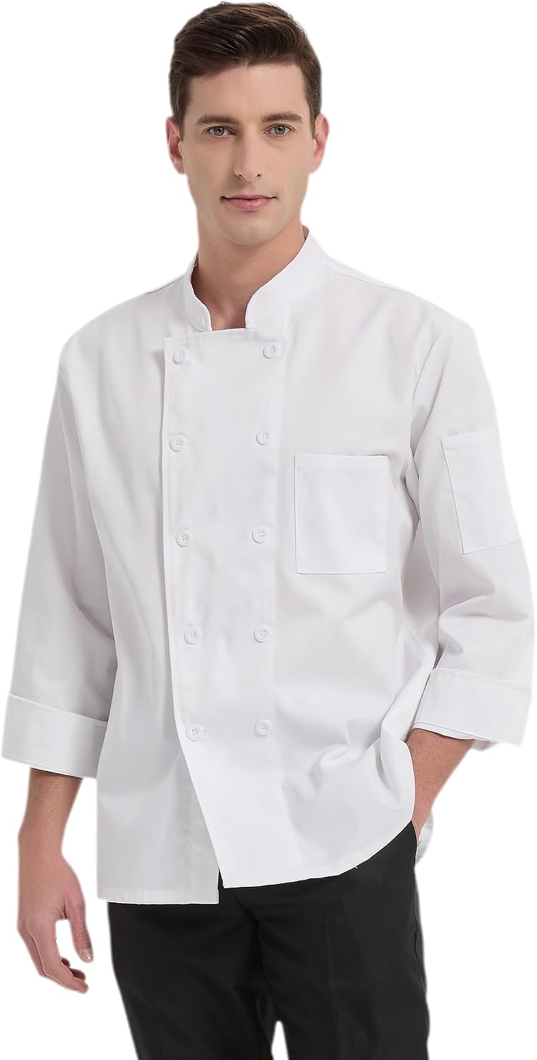 Chef Jacket Black Chef Coat Long Sleeve Chef Clothes Men,Chef Uniform for Kitchen,Restaurant,Hotel Uniform
