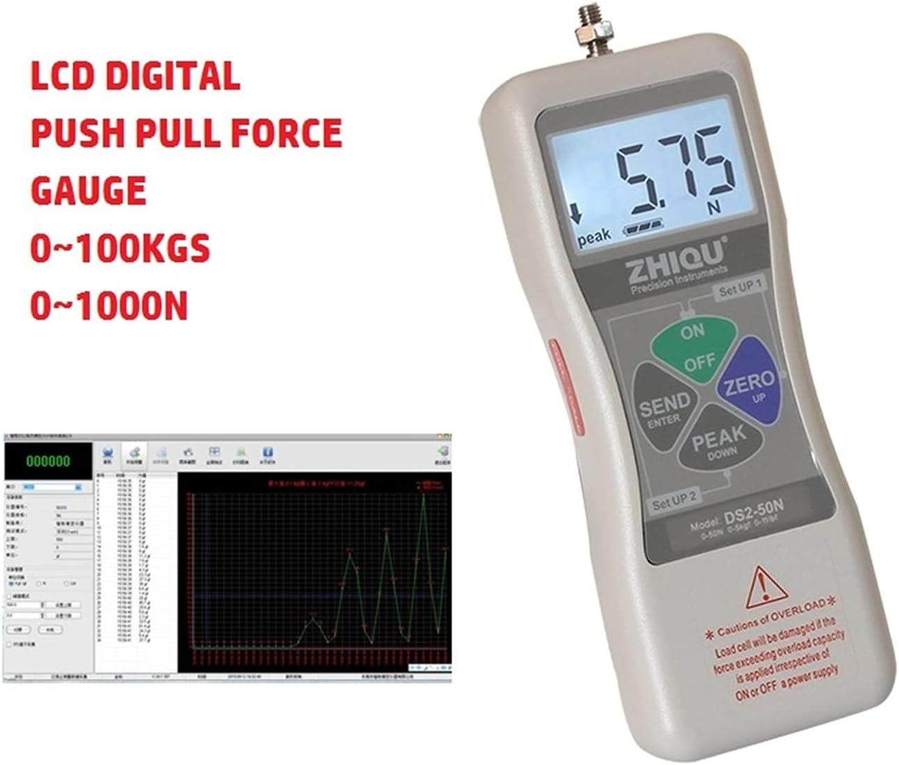 Digital Force Gauge, High Precision Digital LCD Push Force Gauge Pull 200N 20KGS Strength Tester Small Sensor Dynamometer New DS2-200N