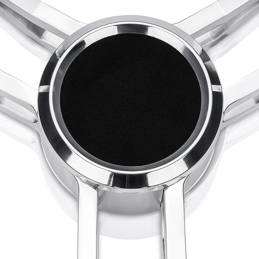 Performance Bootslenkrad Emden Wildleder-Look Aluminium poliert für Teleflex Ultraflex Lenkungen Steuerrad Bootssteuerrad 5099