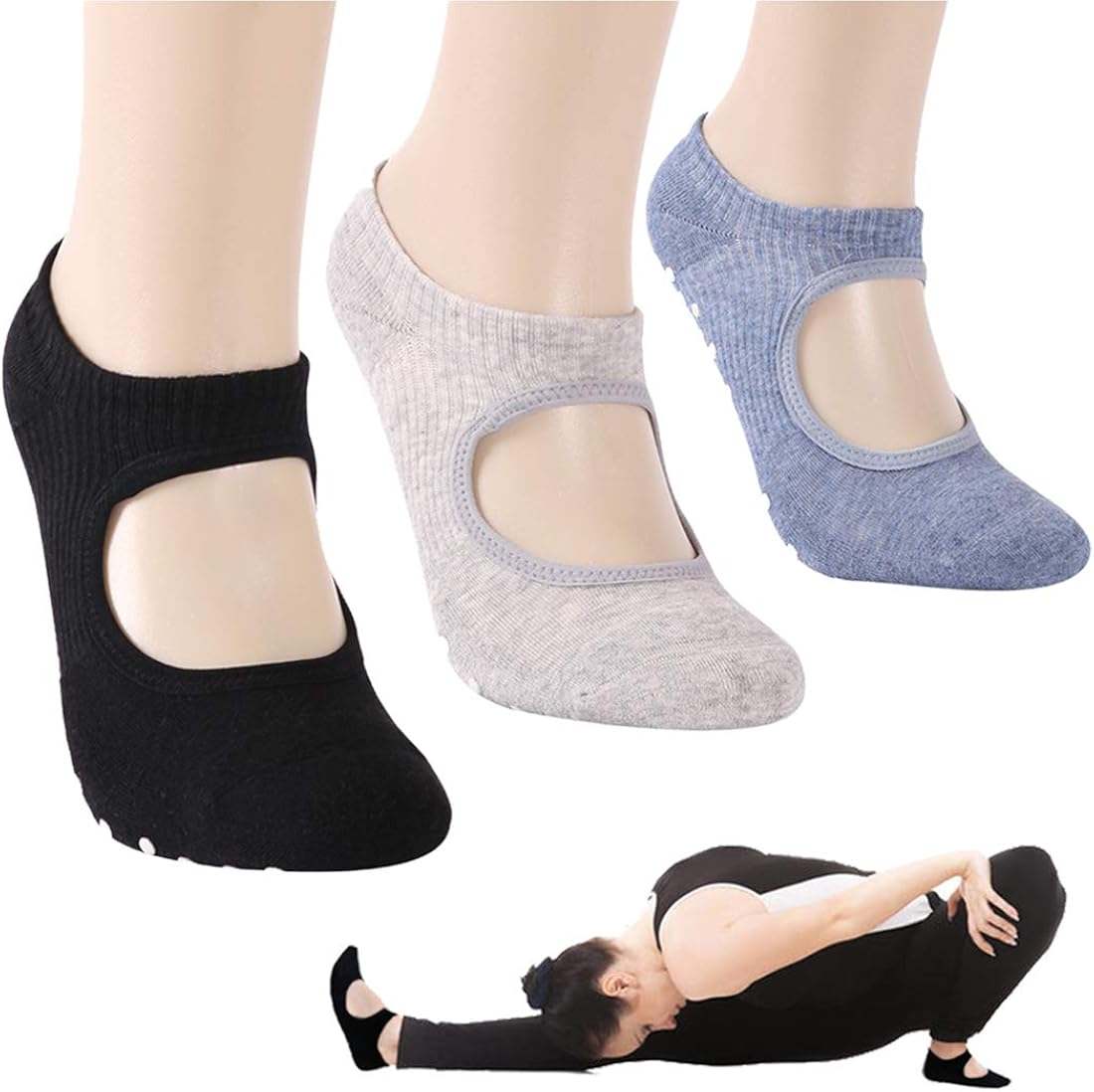 Gmall Yoga Socks for Women,Non Slip Yoga Socks Pilates Grip Socks Anti-Skid Socks for Pure Barre Ballet Dance
